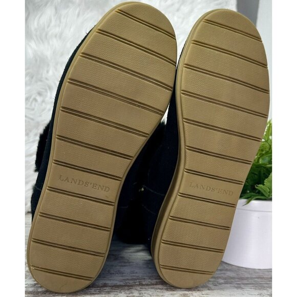 LANDS' END Mendota Snow Boot Women's Size 7.5 Black Suede Faux Fur PullOn 420483 - Picture 9 of 11